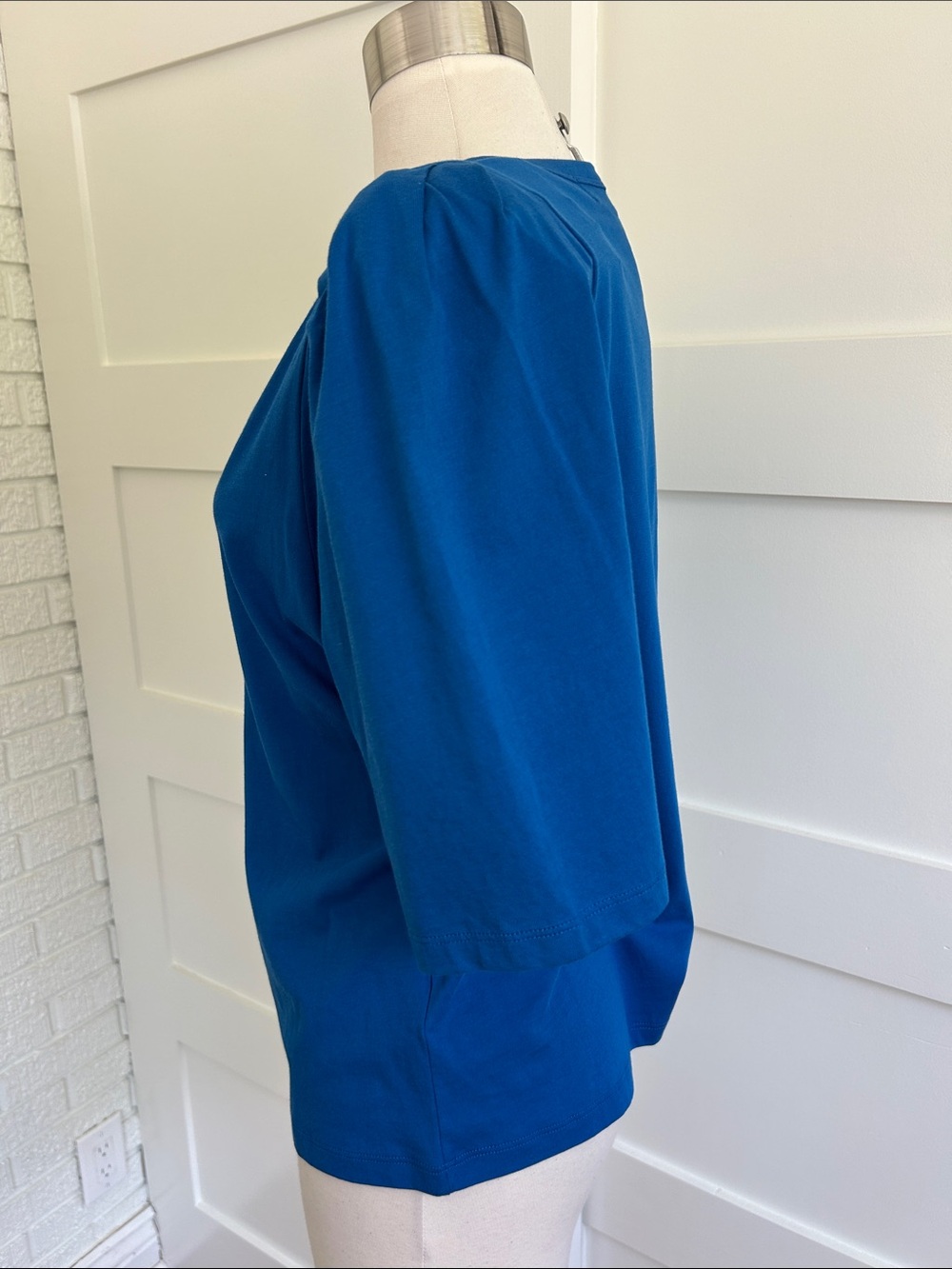 NATION LTD- Nahal Blue Puff-Sleeve V-Neck Top with Stud Detail - Picture 5 of 9